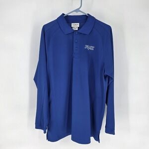 WearGuard Fox Racing‎ Mens Blue Long Sleeve Polo Shirt L Formula 1 Pique Knit